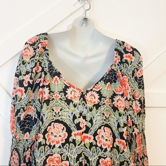 Band Of Gypsies Simone Floral Printed Flared Ruffle Long Sleeve Mini Dress Y2K - Picture 5 of 8